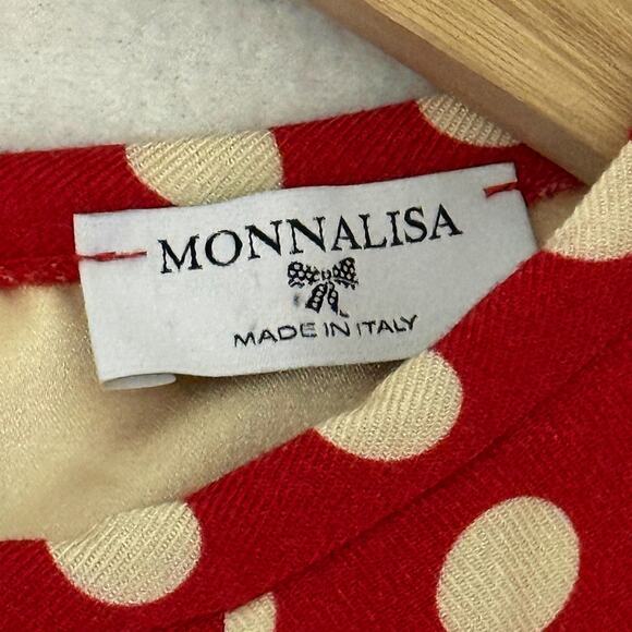 Monnalisa Dress Girls Sz 10Y Polka Dot Pleated Trapeze Style - Picture 7 of 12